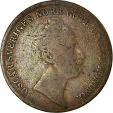 Monnaie, Suède, Oscar I, 2/3 Skilling, 1850, TB, Cuivre, KM:663
