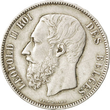 BELGIUM, 5 Francs, 5 Frank, 1873, KM #24, AU(50-53), Silver, 24.93