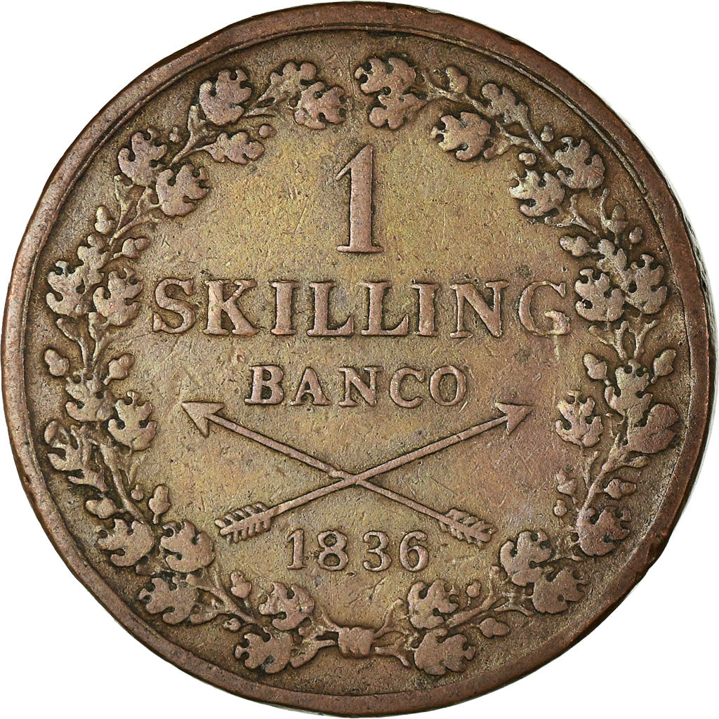 Coin, Sweden, Carl XIV Johan, Skilling, 1836, VF(30-35), Copper, KM:642