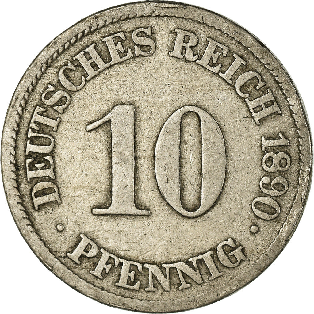 Moneta, GERMANIA - IMPERO, Wilhelm II, 10 Pfennig, 1890, Hamburg, MB