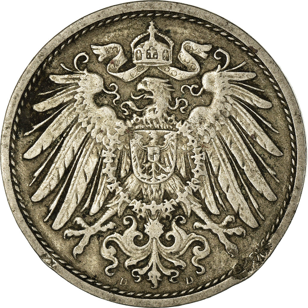 Coin, GERMANY - EMPIRE, Wilhelm II, 10 Pfennig, 1905, Munich, VF(30-35)