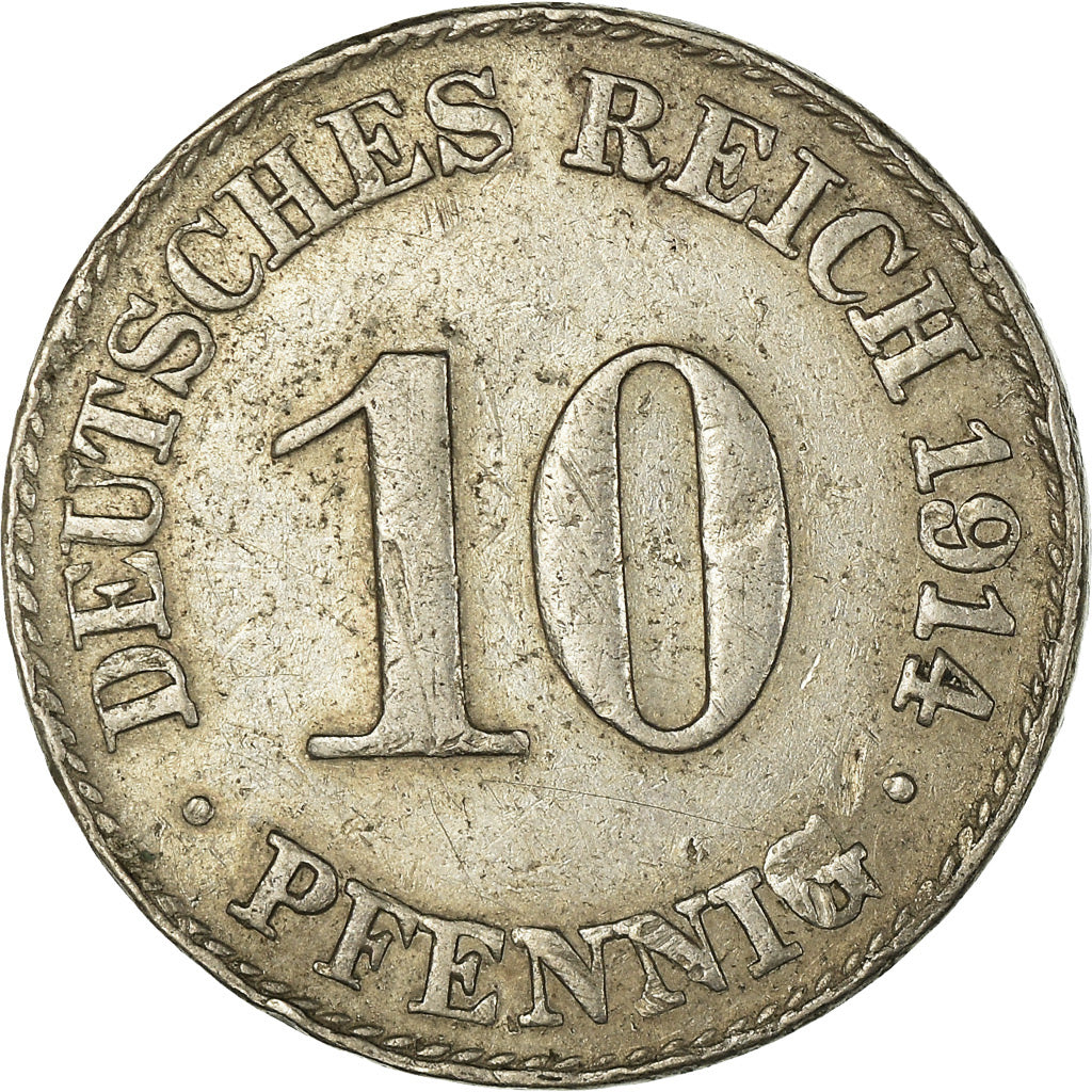 Coin, GERMANY - EMPIRE, Wilhelm II, 10 Pfennig, 1914, Munich, EF(40-45)