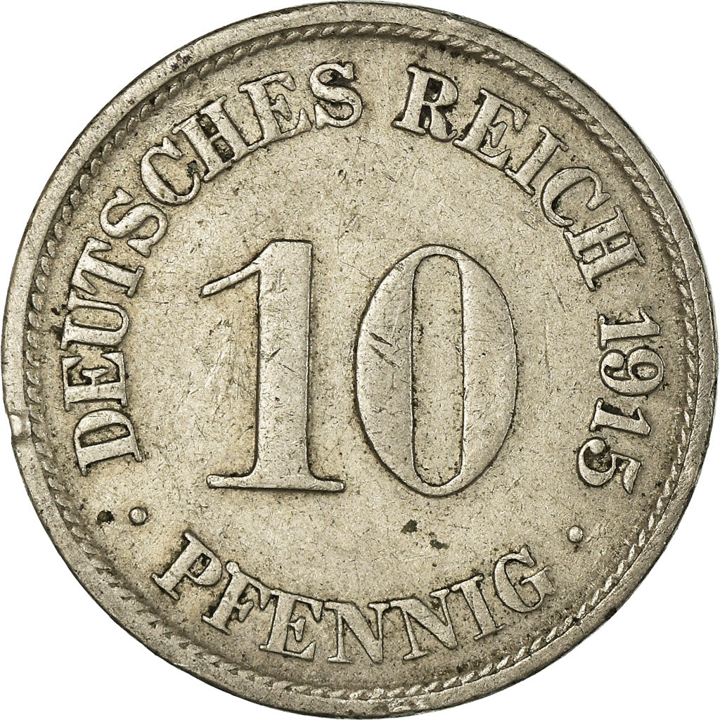 Coin, GERMANY - EMPIRE, Wilhelm II, 10 Pfennig, 1915, Stuttgart, VF(30-35)