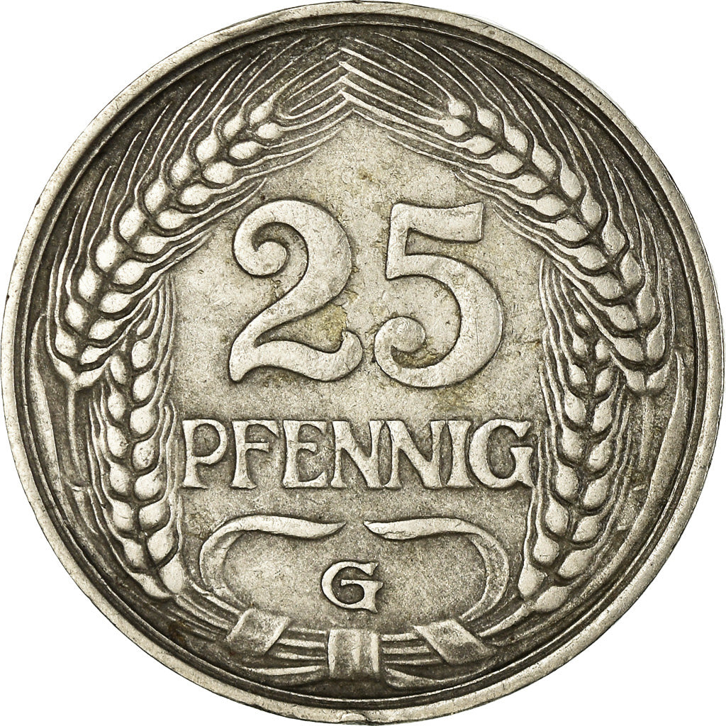 Moneta, GERMANIA - IMPERO, Wilhelm II, 25 Pfennig, 1911, Karlsruhe, BB, Nichel