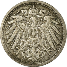 Moneda, ALEMANIA - IMPERIO, Wilhelm II, 5 Pfennig, 1900, Munich, BC+, Cobre -