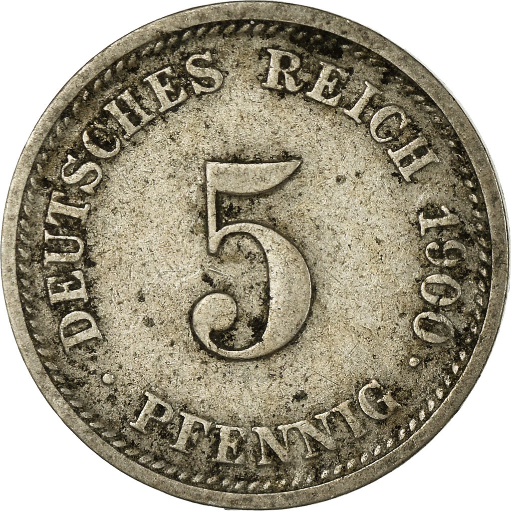 Coin, GERMANY - EMPIRE, Wilhelm II, 5 Pfennig, 1900, Munich, VF(30-35)