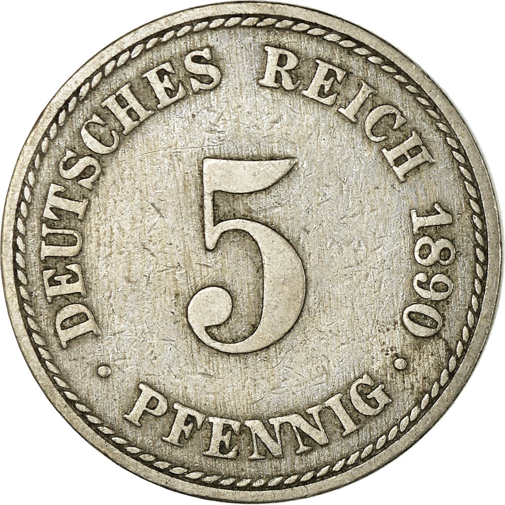 Coin, GERMANY - EMPIRE, Wilhelm II, 5 Pfennig, 1890, Berlin, EF(40-45)