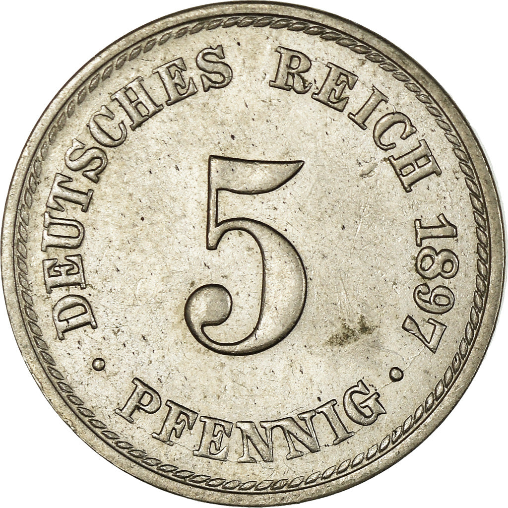 Coin, GERMANY - EMPIRE, Wilhelm II, 5 Pfennig, 1897, Berlin, EF(40-45)