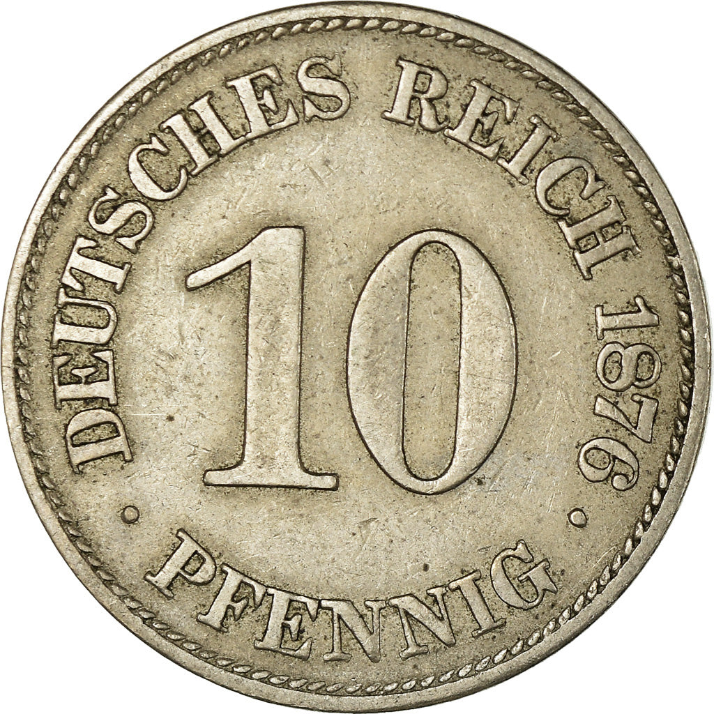 Coin, GERMANY - EMPIRE, Wilhelm I, 10 Pfennig, 1876, Muldenhütten, VF(30-35)