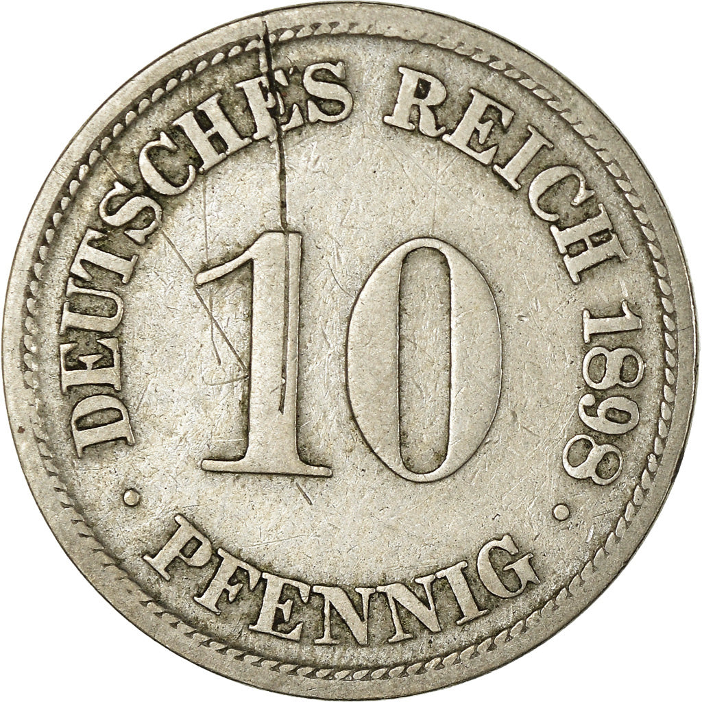 Coin, GERMANY - EMPIRE, Wilhelm II, 10 Pfennig, 1898, Munich, VF(30-35)