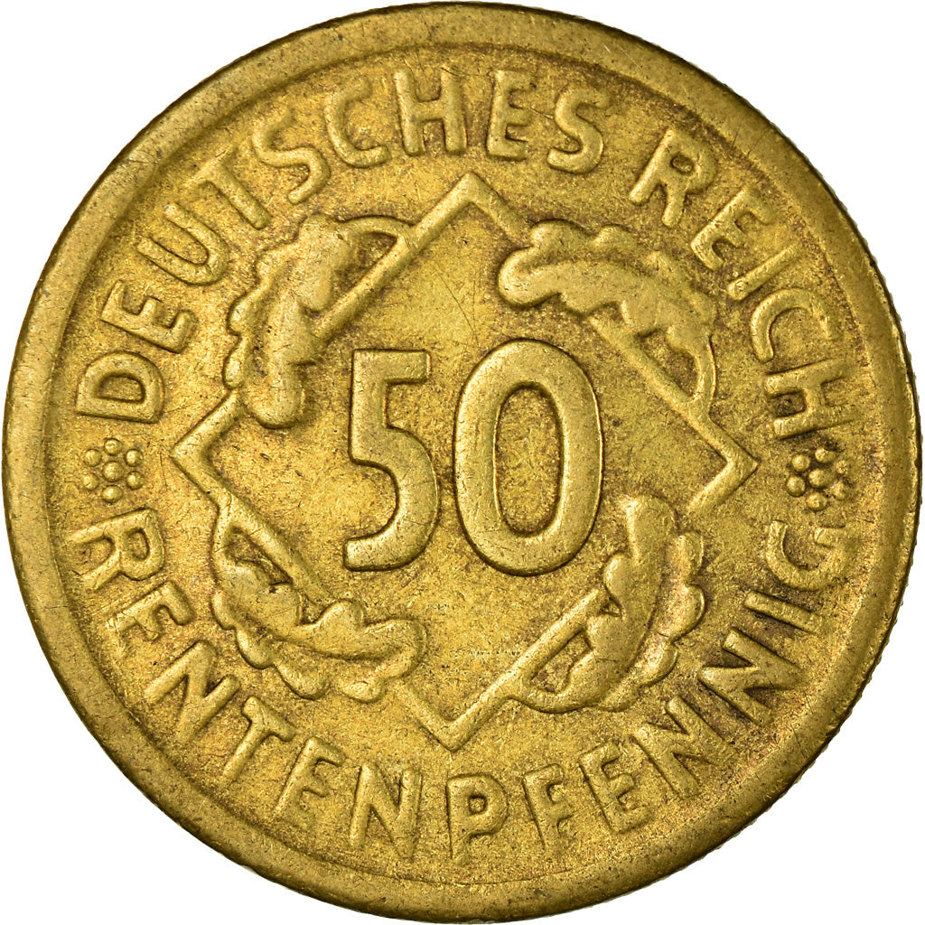 Coin, GERMANY, WEIMAR REPUBLIC, 50 Rentenpfennig, 1924, Berlin, EF(40-45)