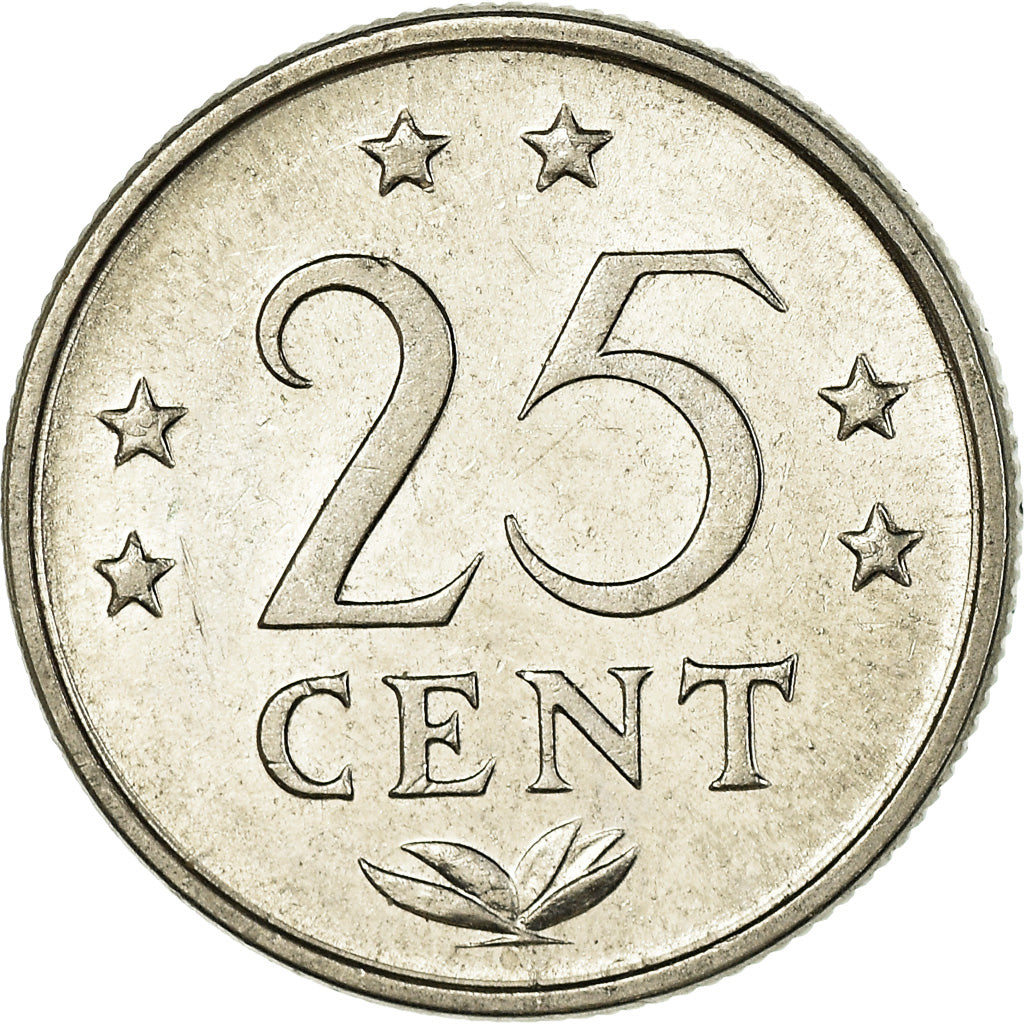 Moneda, Antillas holandesas, Beatrix, 25 Cents, 1983, MBC, Níquel, KM:11