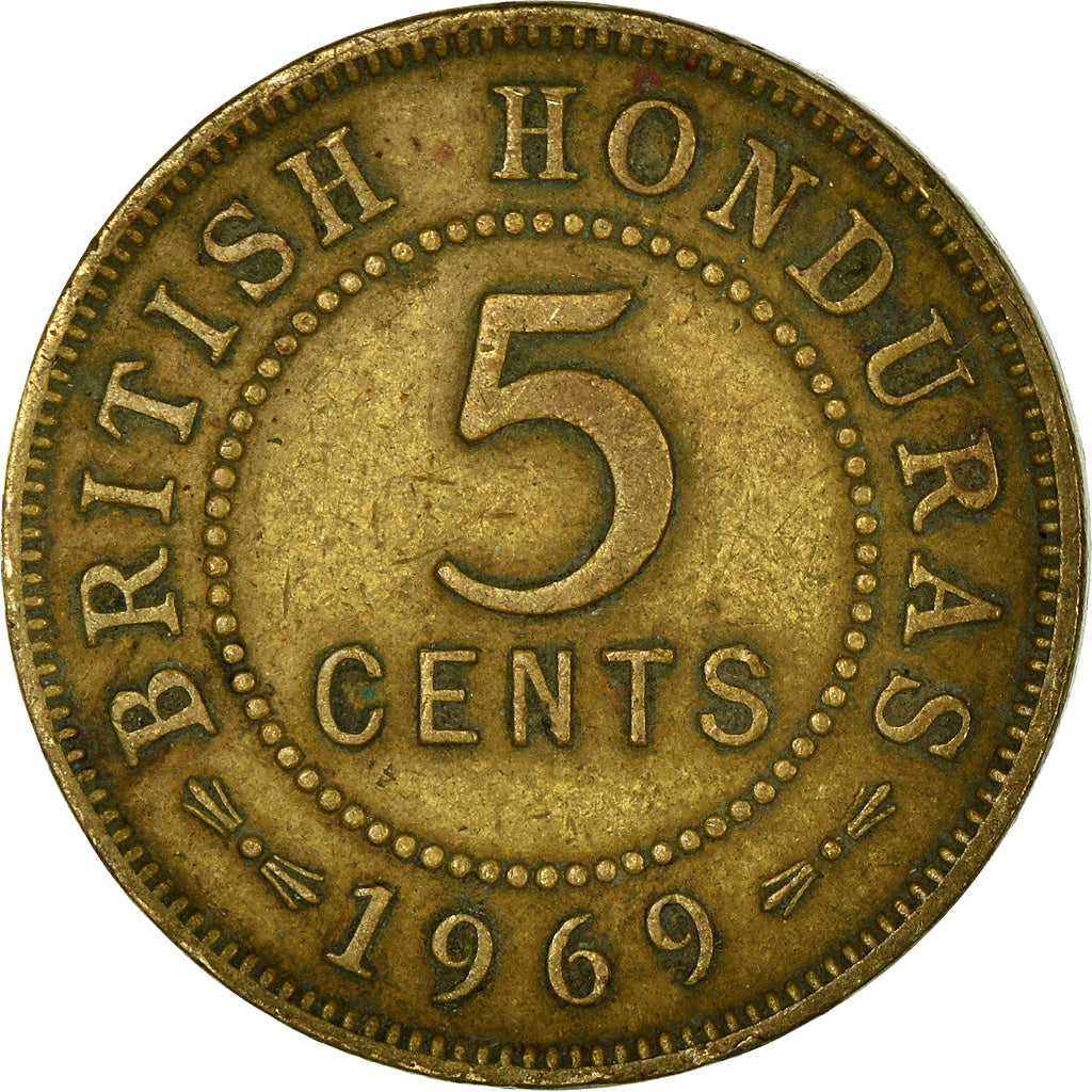 Coin, British Honduras, Elizabeth II, 5 Cents, 1969, EF(40-45), Nickel-brass