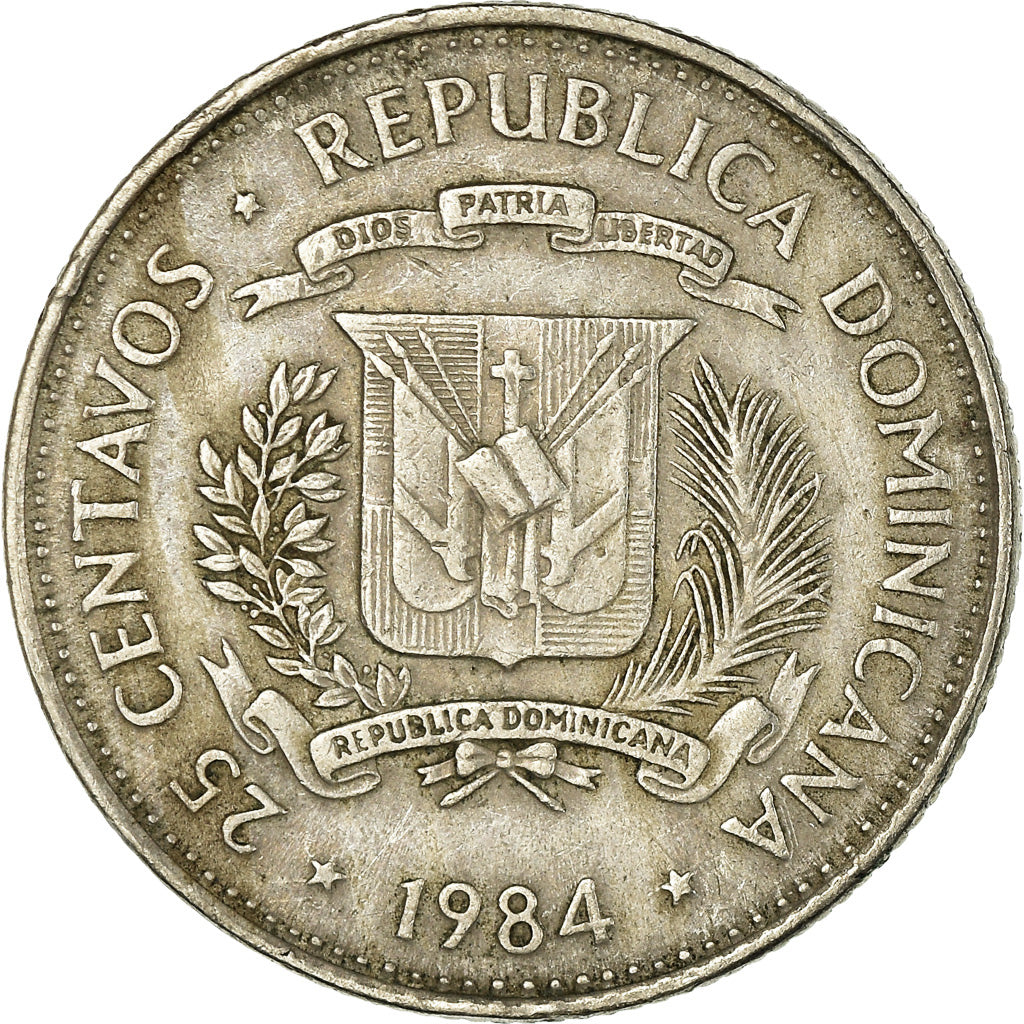 Münze, Dominican Republic, 25 Centavos, 1984, Dominican Republic Mint, Mexico