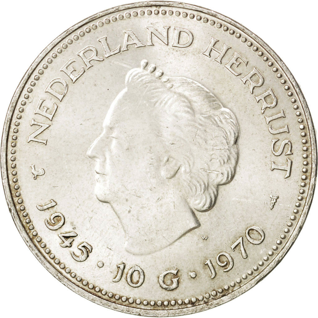 Monnaie, Pays-Bas, Juliana, 10 Gulden, 1970, TTB+, Argent, KM:195
