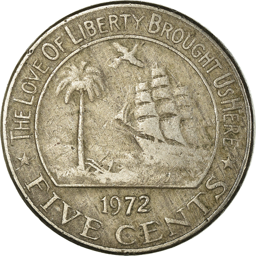 Coin, Liberia, 5 Cents, 1972, EF(40-45), Copper-nickel, KM:14