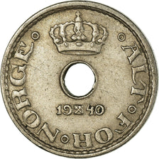 Moneta, Norvegia, Haakon VII, 10 Öre, 1940, BB, Rame-nichel, KM:383