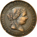 Moneta, Hiszpania, Isabel II, 5 Centimos, 1868, AU(50-53), Miedź, KM:635.1