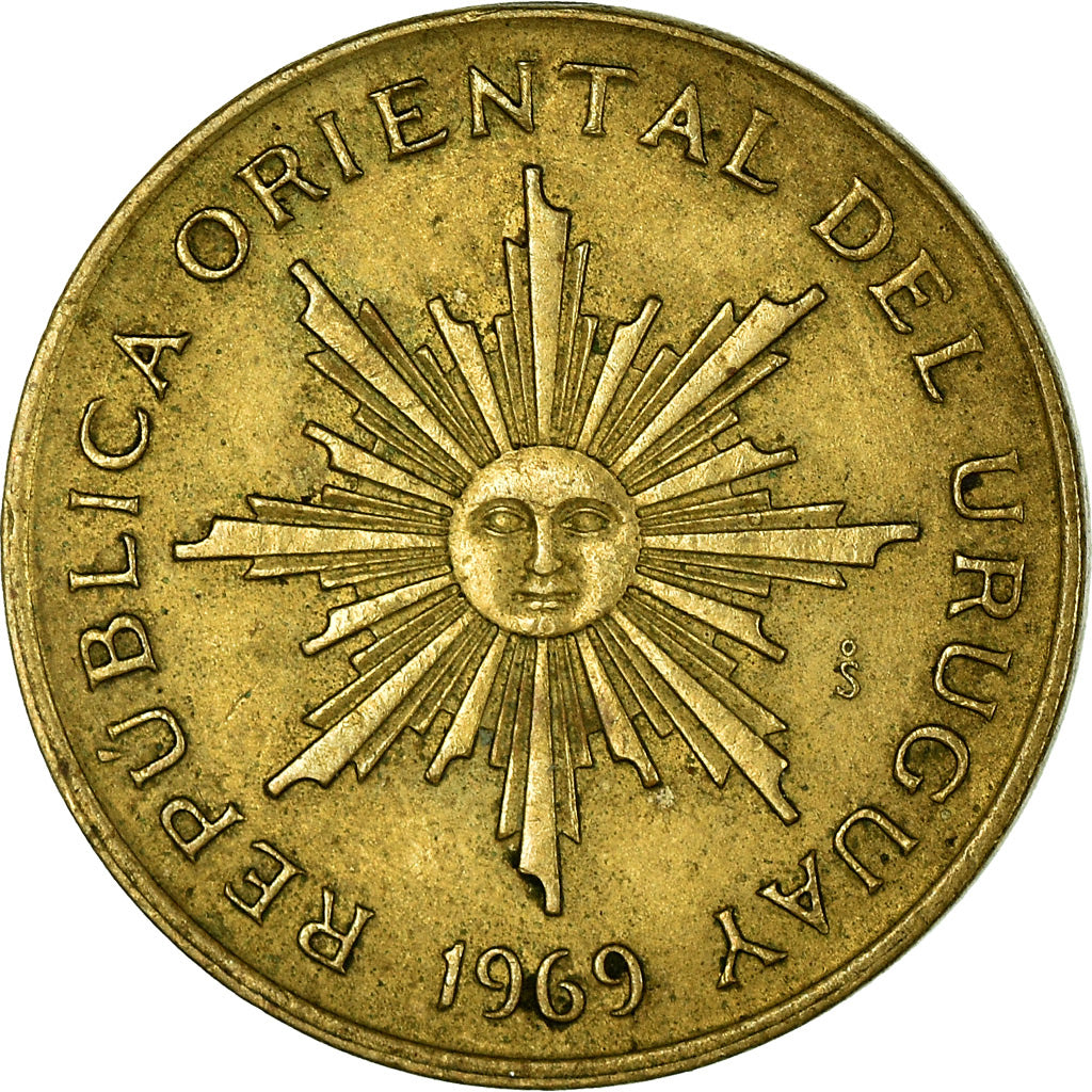 Coin, Uruguay, Peso, 1969, Santiago, EF(40-45), Aluminum-Brass, KM:52