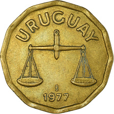 Moneda, Uruguay, 50 Centesimos, 1977, Santiago, MBC, Aluminio - bronce, KM:68
