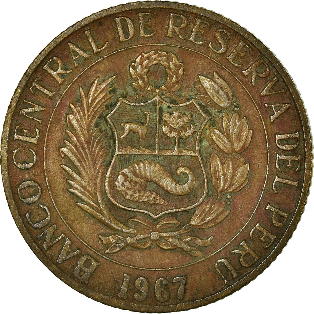 Coin, Peru, 1/2 Sol, 1967, Lima, VF(30-35), Brass, KM:247