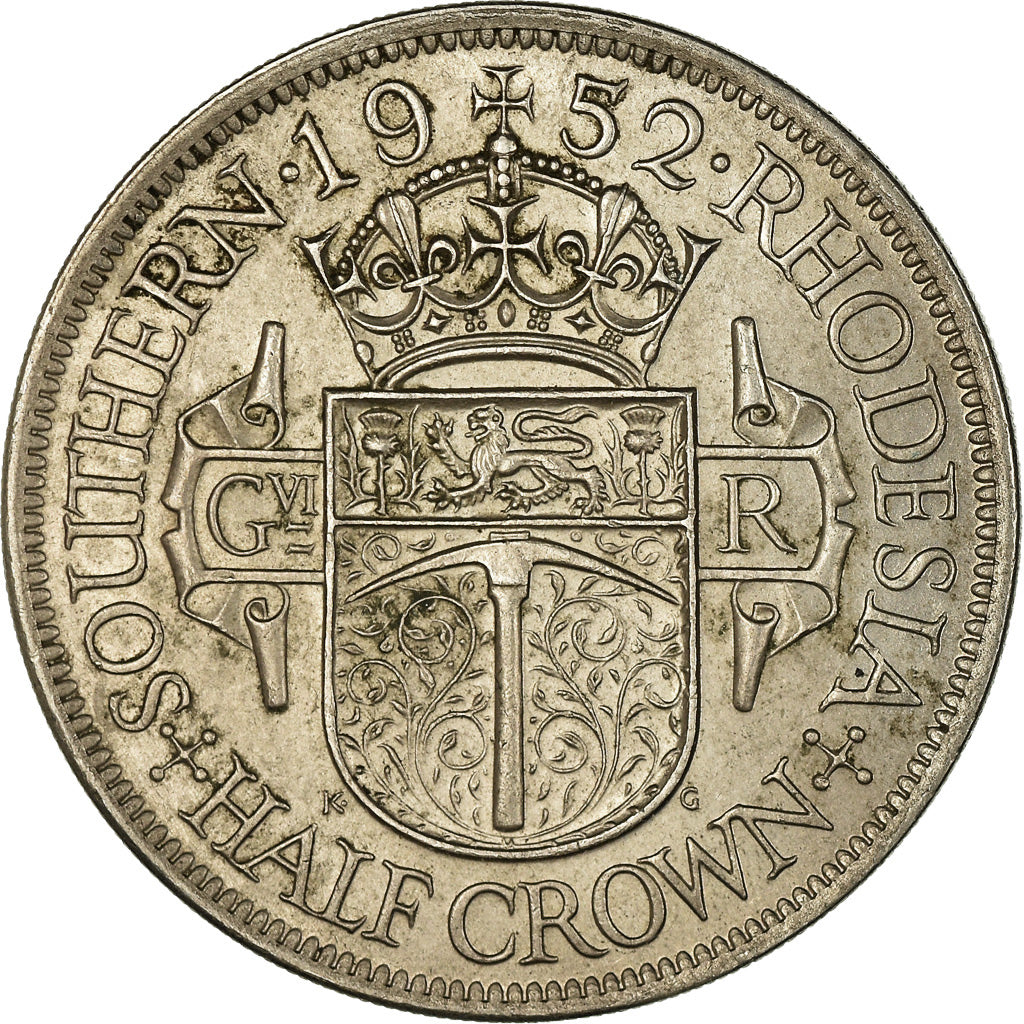 Coin, Southern Rhodesia, George VI, 1/2 Crown, 1952, British Royal Mint