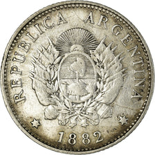 Coin, Argentina, 20 Centavos, 1882, EF(40-45), Silver, KM:27