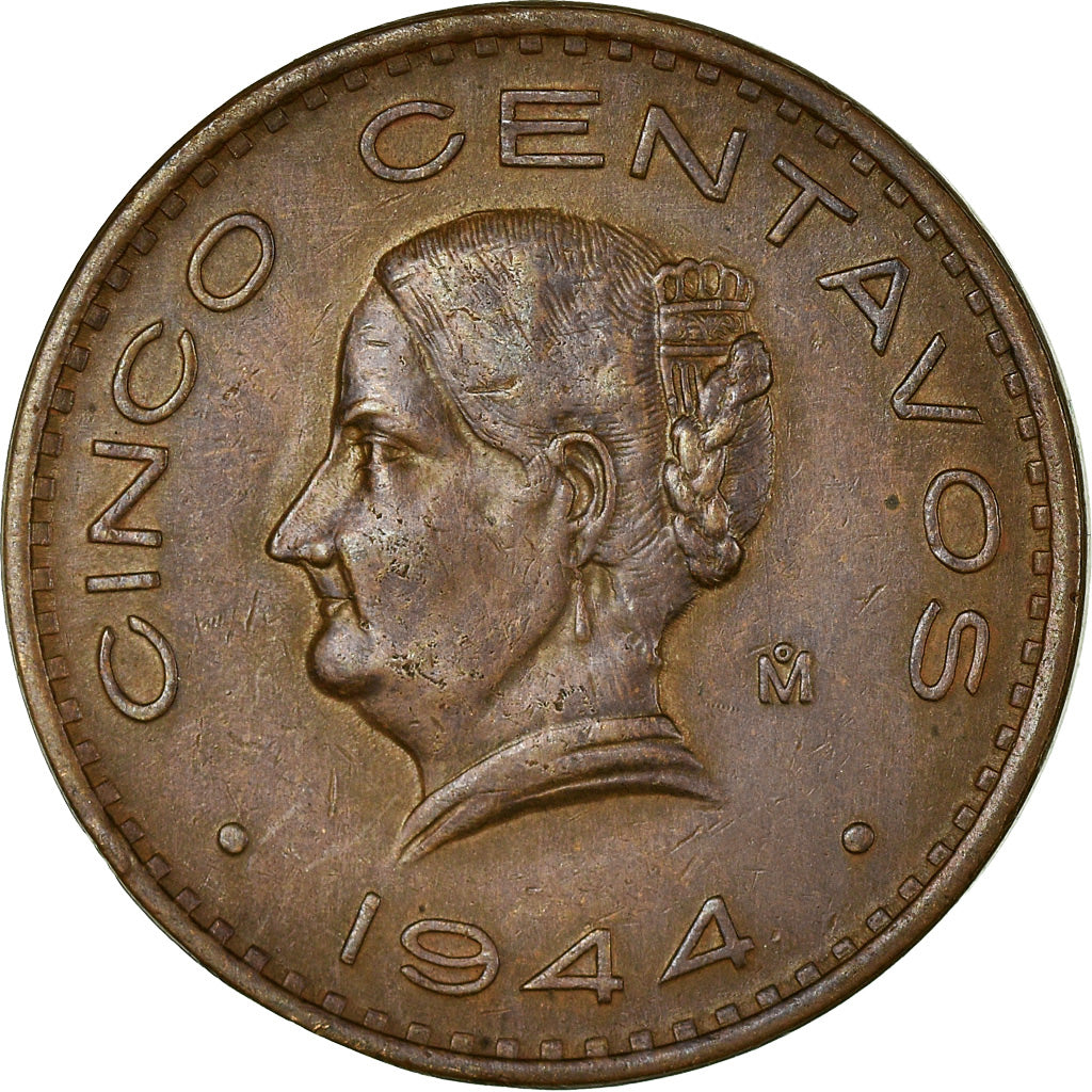 Coin, Mexico, 5 Centavos, 1944, Mexico City, EF(40-45), Bronze, KM:424