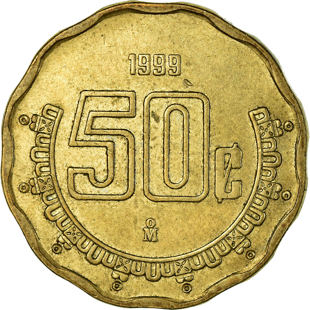 Moneta, Mexico, 50 Centavos, 1999, Mexico City, EF(40-45), Aluminium-Brąz