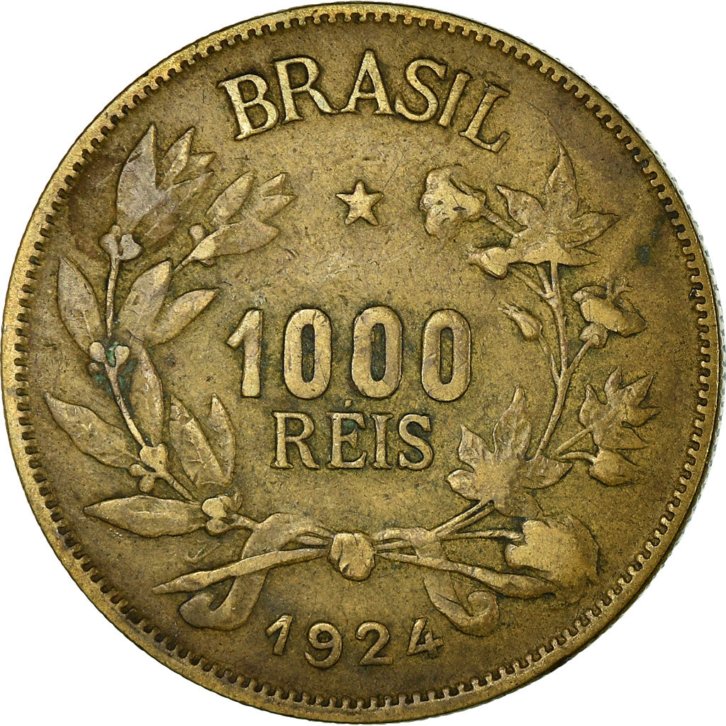 Moeda, Brasil, 1000 Reis, 1924, EF(40-45), Alumínio-Bronze, KM:525