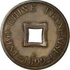 Moneta, FRANCUSKIE INDOCHINY, 2 Sapeque, 1899, Paris, EF(40-45), Bronze, KM:6