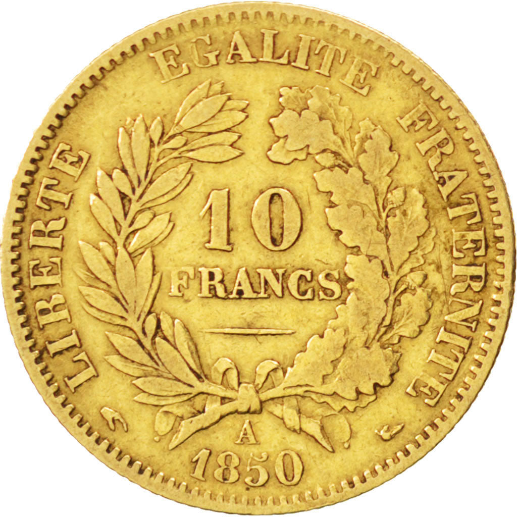 Deuxième République, 10 Francs Or Cérès, 1850 A, KM 770