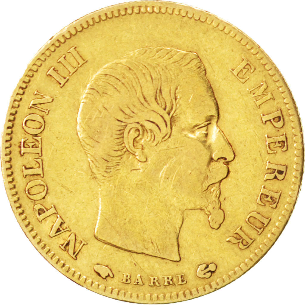 FRANCE, Napoléon III, 10 Francs, 1856, Paris, KM #784.3, VF(30-35), Gold, Gadour