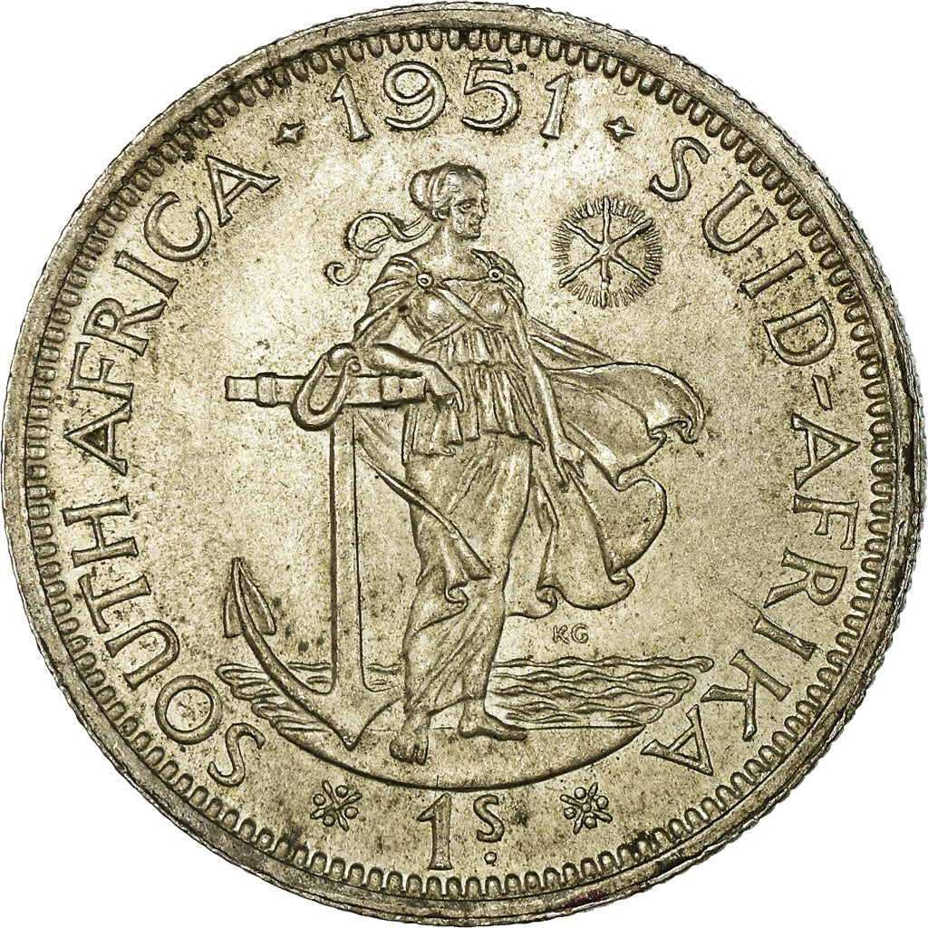 Moneta, Sudafrica, George VI, Shilling, 1951, BB, Argento, KM:37.2