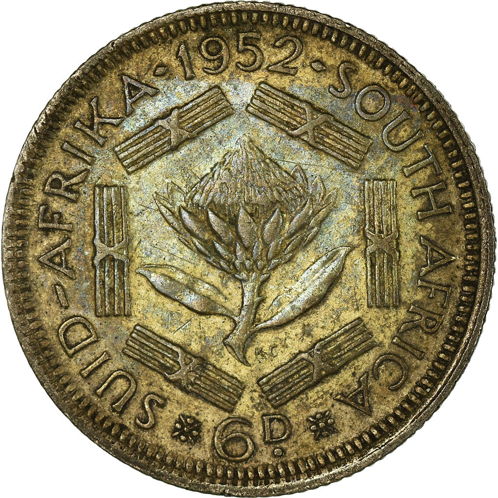 Coin, South Africa, George VI, 6 Pence, 1952, EF(40-45), Silver, KM:36.2