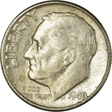 Coin, United States, Roosevelt Dime, Dime, 1949, U.S. Mint, Philadelphia