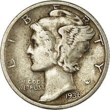 Coin, United States, Mercury Dime, Dime, 1936, U.S. Mint, Philadelphia