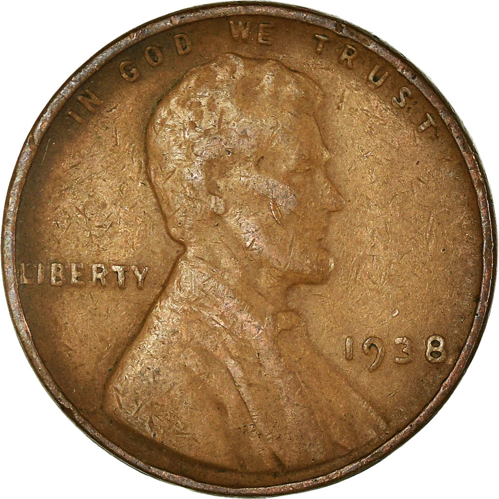 Coin, United States, Lincoln Cent, Cent, 1938, U.S. Mint, Philadelphia