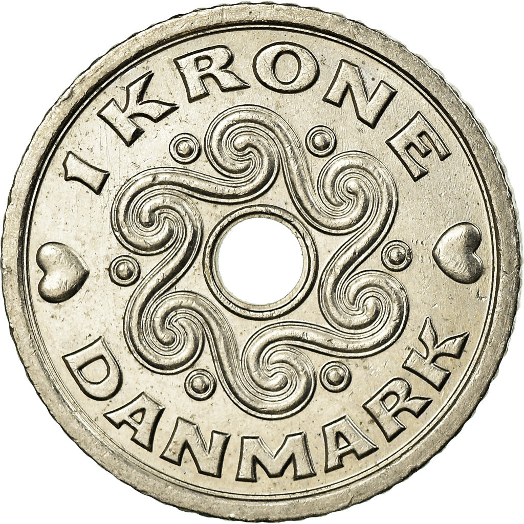 Coin, Denmark, Margrethe II, Krone, 2007, Brondby, AU(55-58), Copper-nickel