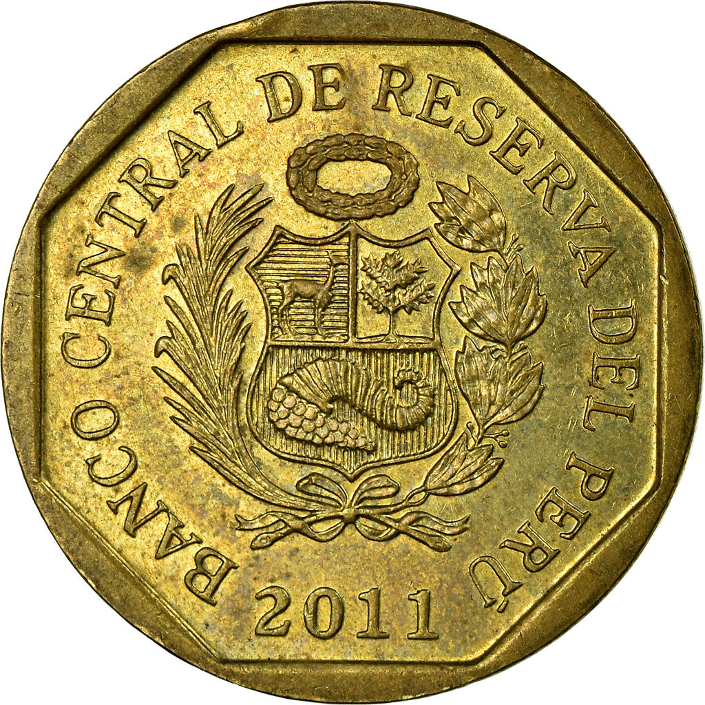Monnaie, Pérou, 10 Centimos, 2011, Lima, TTB, Laiton, KM:305.4