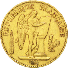 FRANCE, Génie, 20 Francs, 1874, Paris, KM #825, EF(40-45), Gold, Gadoury #1063, 