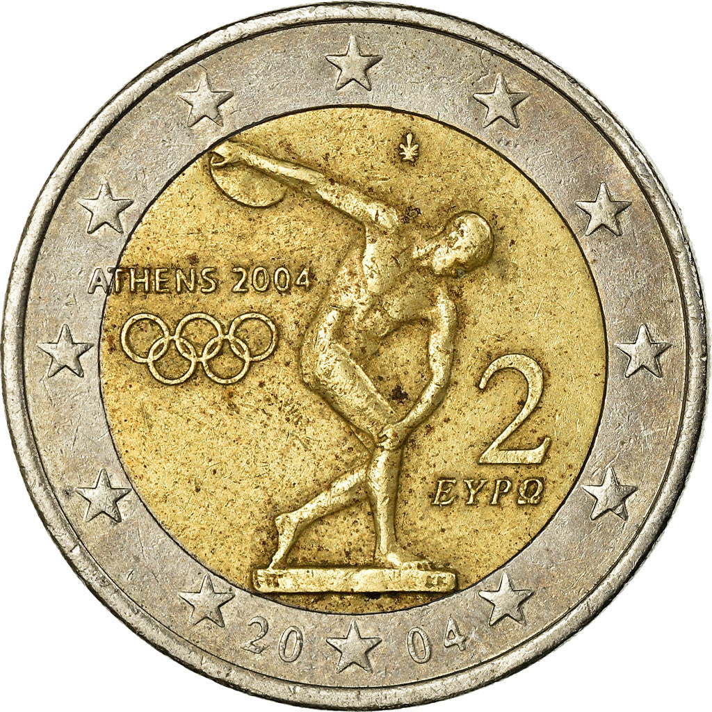 Grèce, 2 Euro, 2004 Olympics, 2004, TTB, Bi-Metallic, KM:209