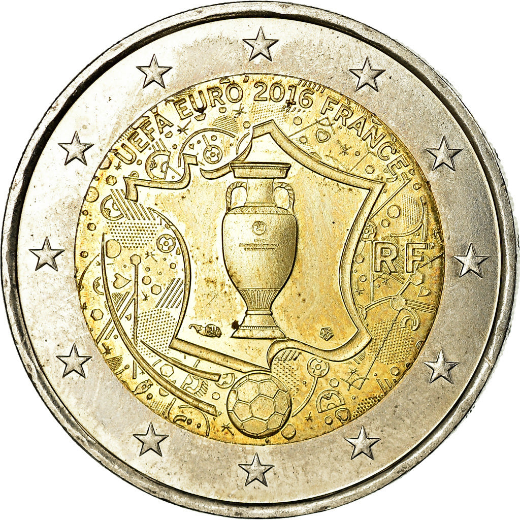 France, 2 Euro, UEFA Euro, 2016, AU(55-58), Bi-Metallic