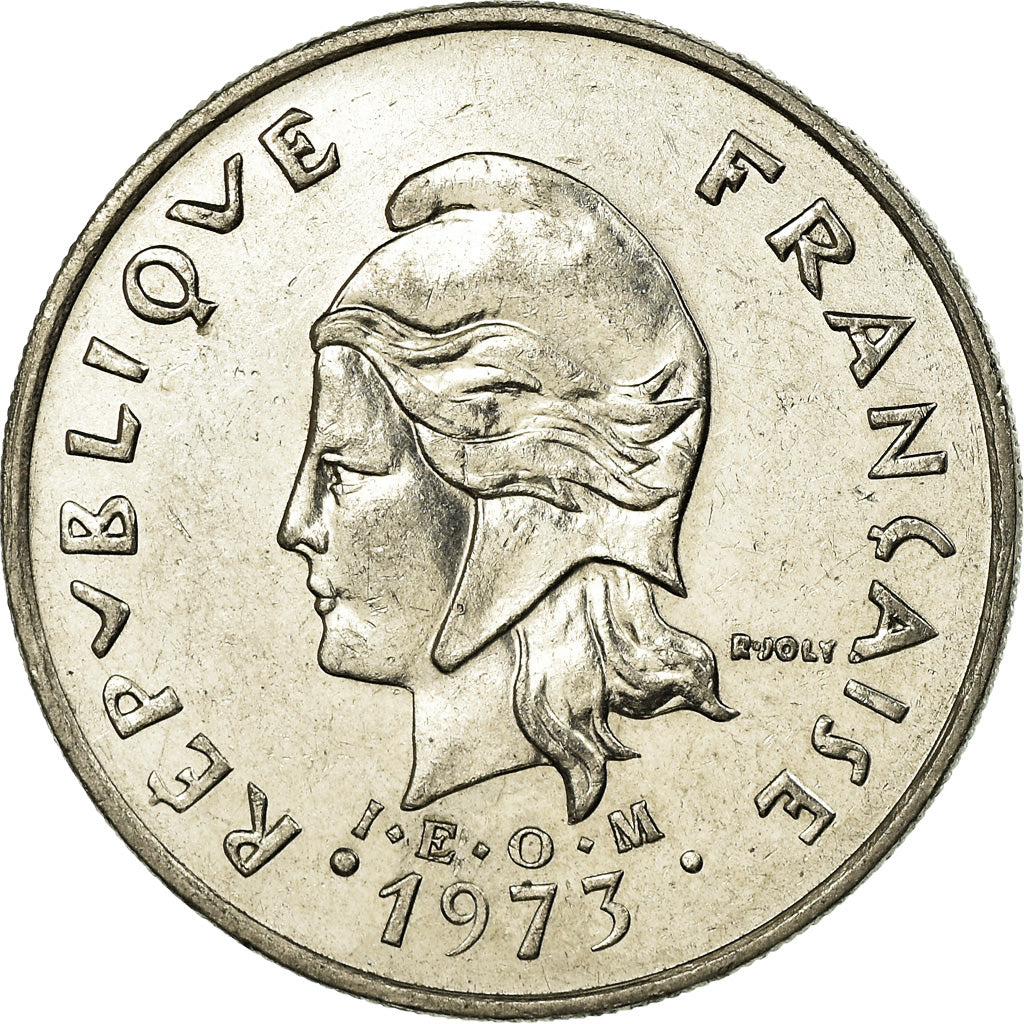 Moeda, Polinésia Francesa, 20 Francs, 1973, Paris, EF(40-45), Níquel, KM:9