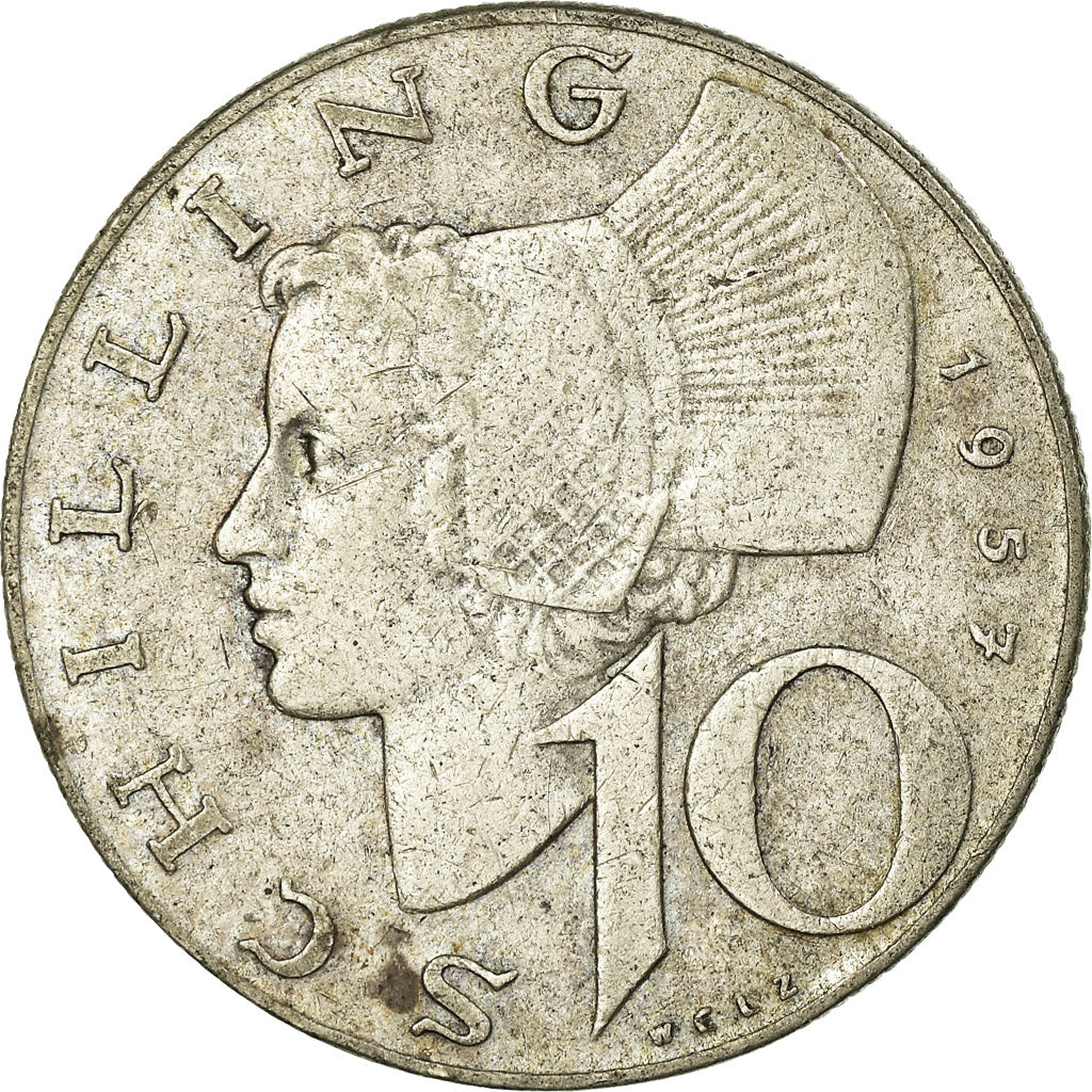 Moneta, Austria, 10 Schilling, 1957, VF(30-35), Srebro, KM:2882