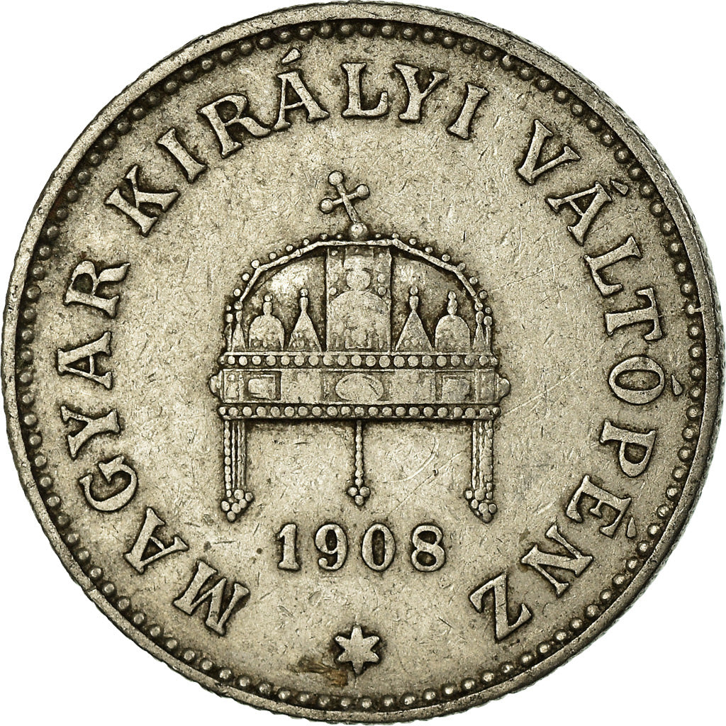 Moneda, Hungría, Franz Joseph I, 20 Fillér, 1908, Kormoczbanya, MBC, Níquel