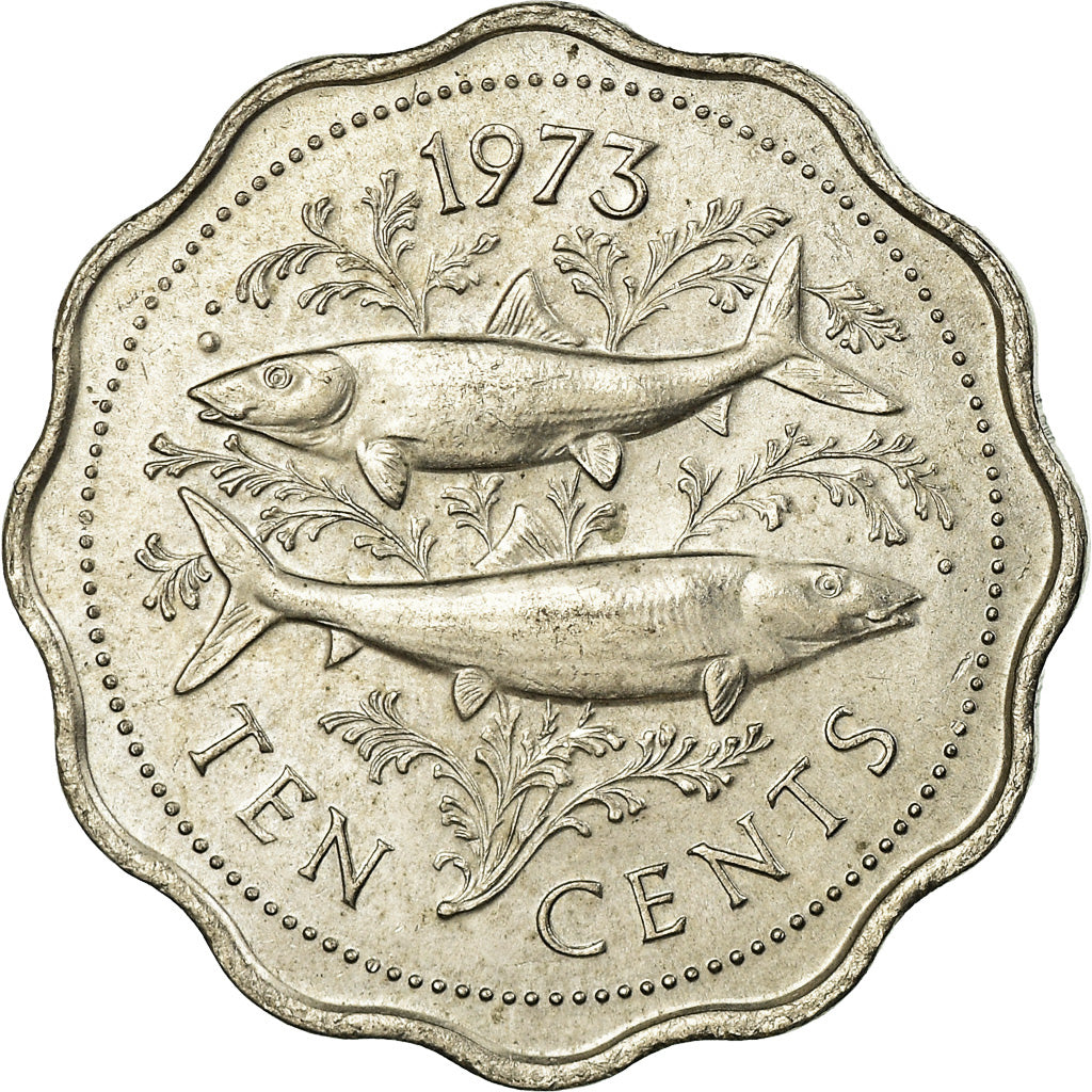 Moeda, Baamas, Elizabeth II, 10 Cents, 1973, Franklin Mint, U.S.A., AU(55-58)