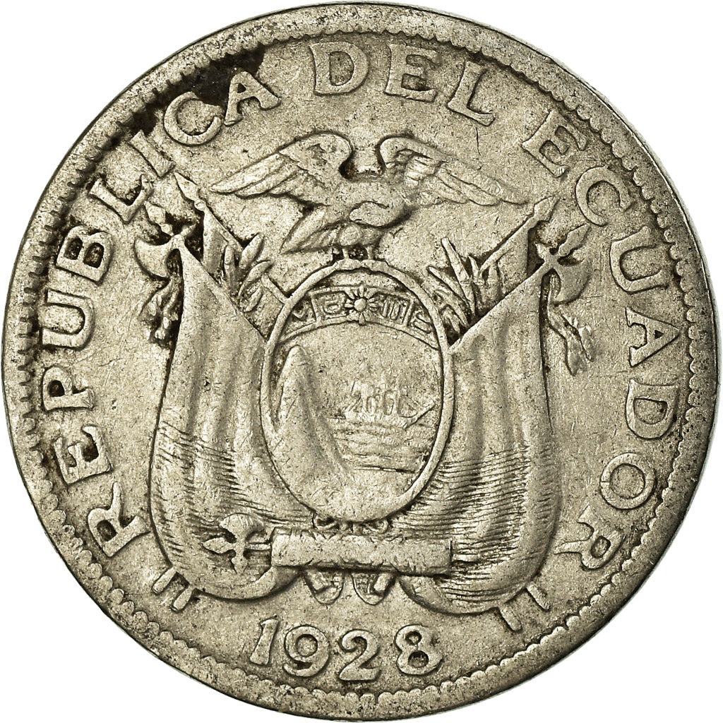 Coin, Ecuador, 5 Centavos, Cinco, 1928, Heaton, EF(40-45), Nickel, KM:69