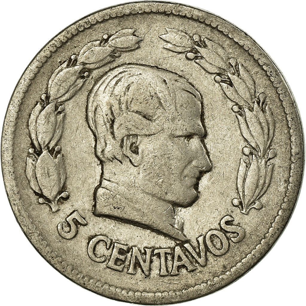 Coin, Ecuador, 5 Centavos, Cinco, 1928, Heaton, EF(40-45), Nickel, KM:69
