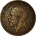 Moneda, Gran Bretaña, George V, Farthing, 1921, BC+, Bronce, KM:808.2